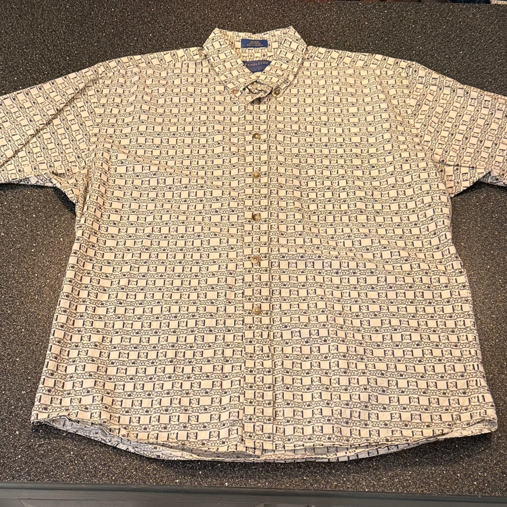 Pendleton Beige And Black Patterned Casual Shirt … - image 1